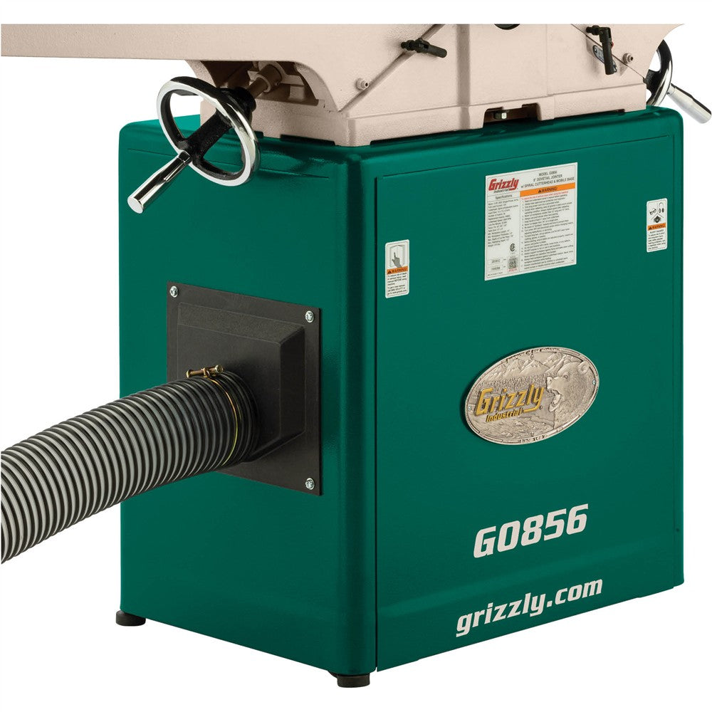 Grizzly G0856 - 8" x 72" Jointer w/ Helical Cutterhead & Mobile Base