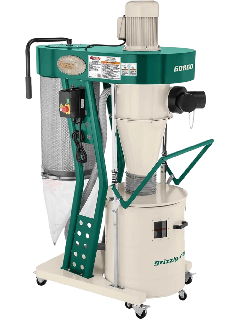 Grizzly G0860 - 1-1/2 HP Portable Cyclone Dust Collector
