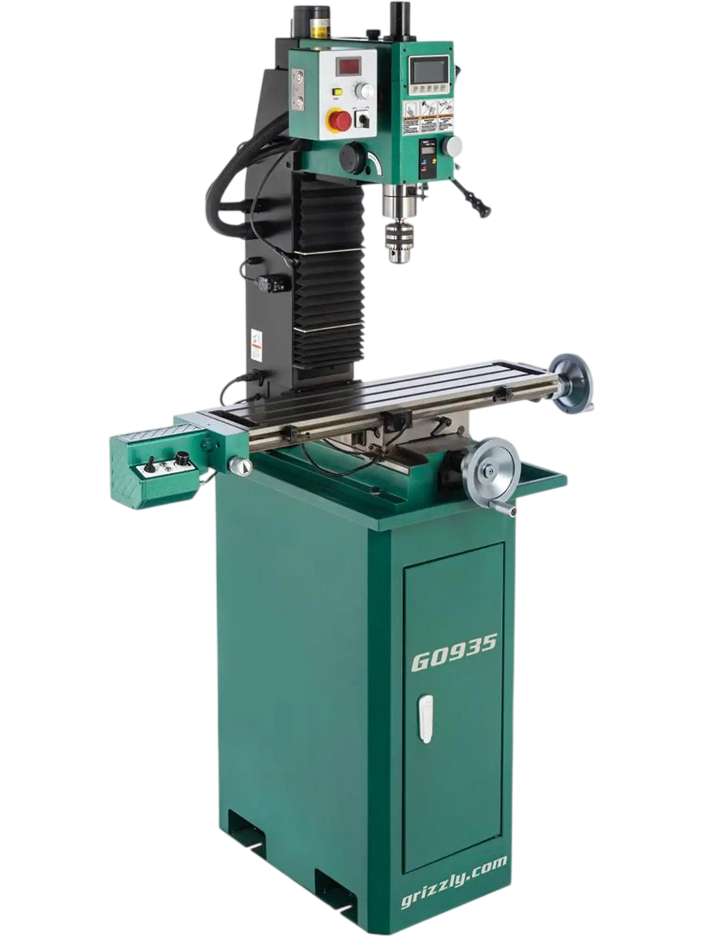 Grizzly G0935 - 7" x 29" 1-1/2 HP Mill/Drill w/ Power Head Elevation & DRO