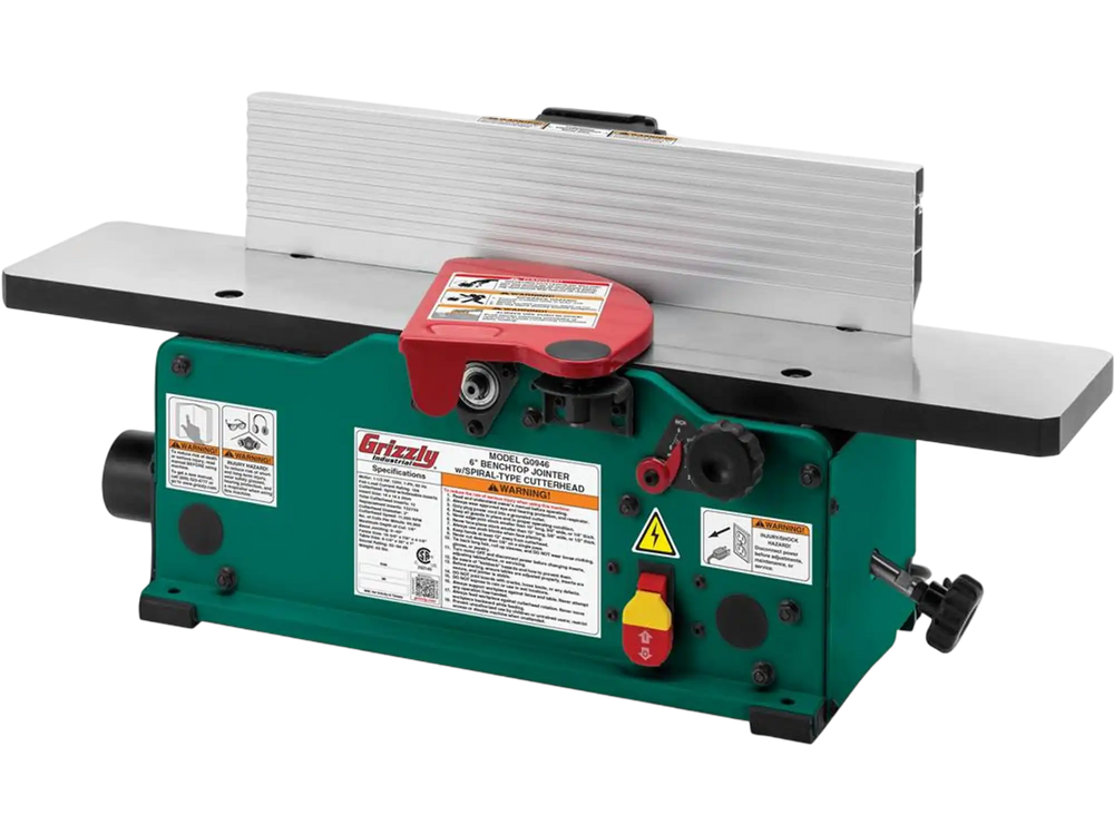Grizzly G0946 - 6" Benchtop Jointer with Spiral-Type Cutterhead