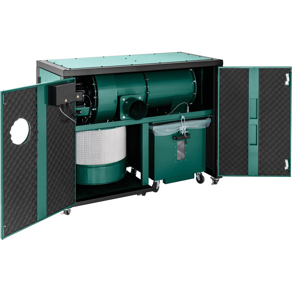 Grizzly G0991 - 1-1/2 HP Ultra-Quiet Horizontal Cyclone Dust Collector