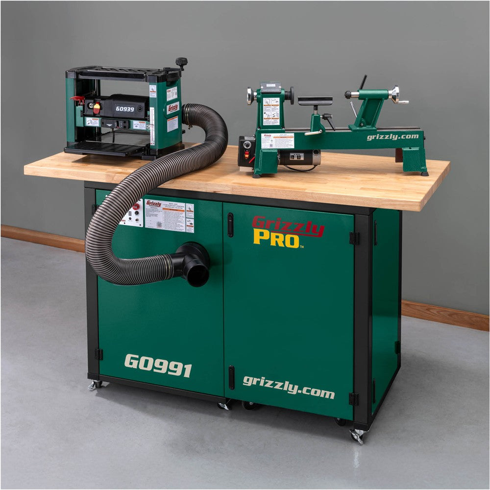 Grizzly G0991 - 1-1/2 HP Ultra-Quiet Horizontal Cyclone Dust Collector
