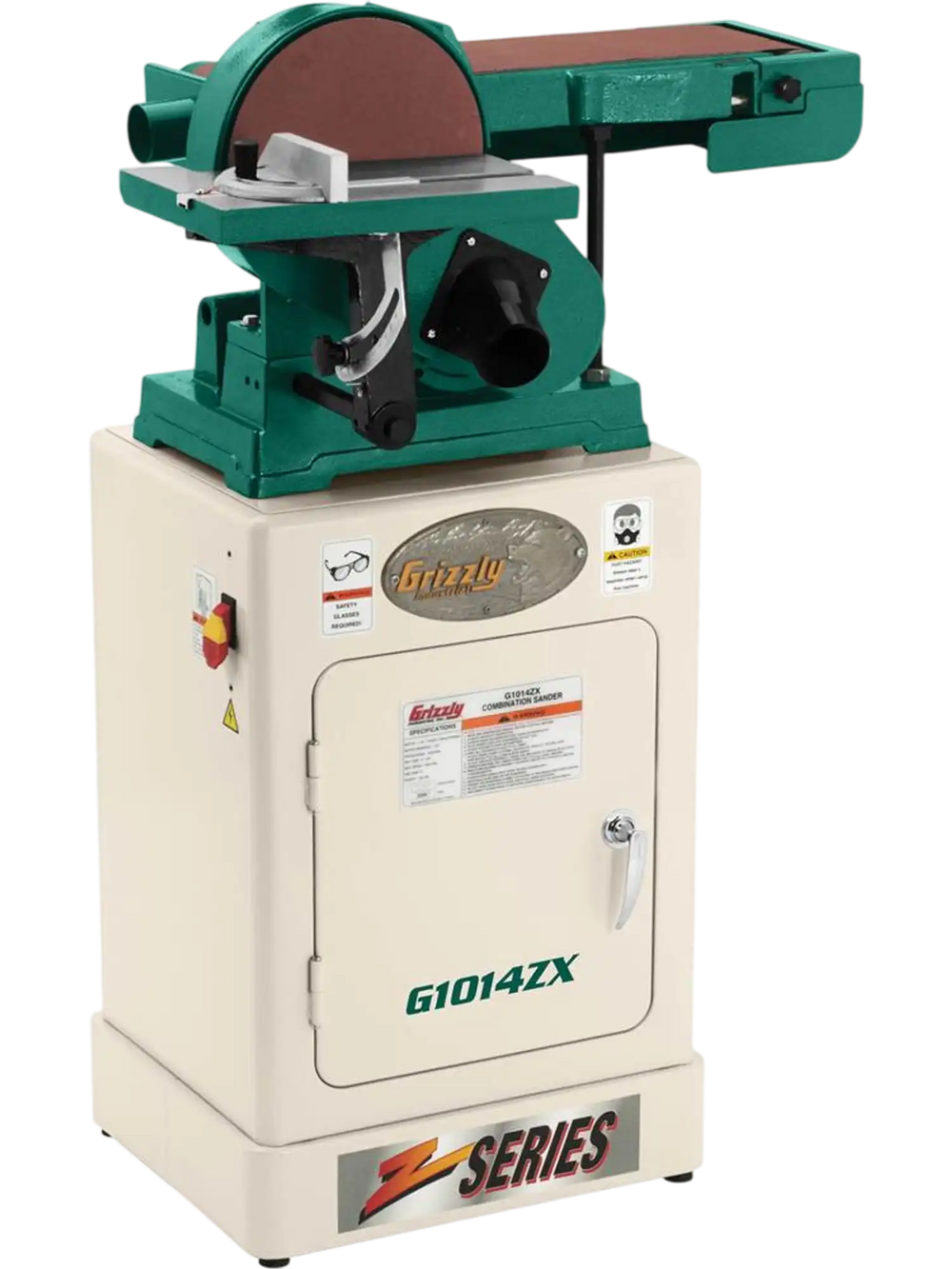 Grizzly G1014ZX - 6" x 48" Belt/9" Disc Combo Sander with Cabinet Stand
