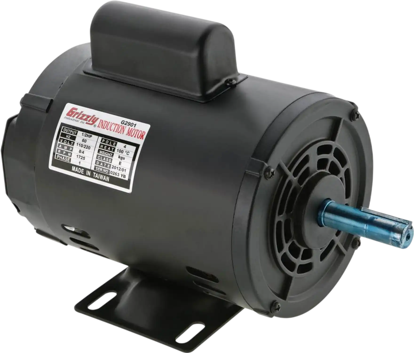 Grizzly G2901 Motor 1/2 HP Single-Phase 1725 RPM Open 110V/220V New
