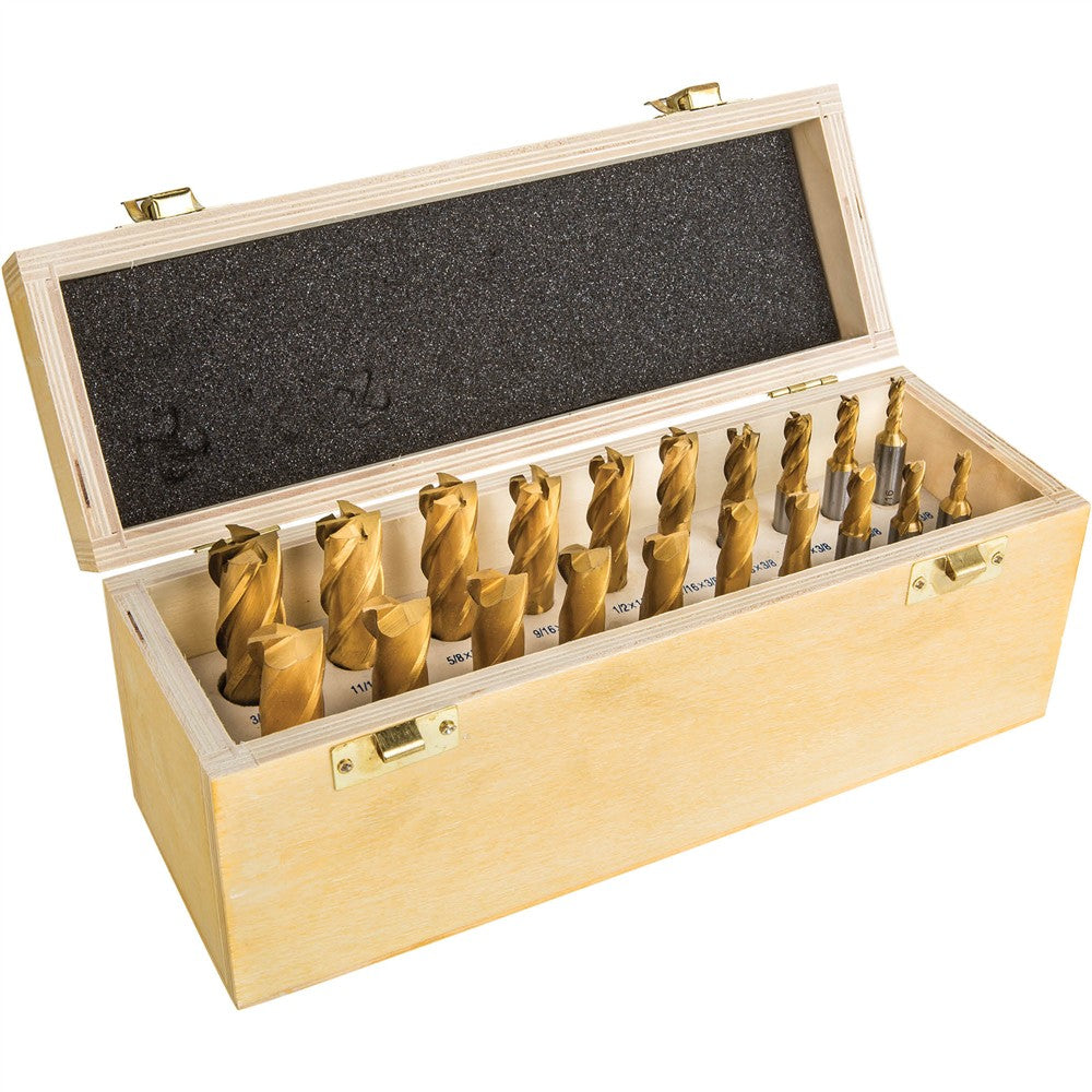 Grizzly G9760 - HSS TiN Coated 2 and 4 Flute End Mills, 20 pc. Set