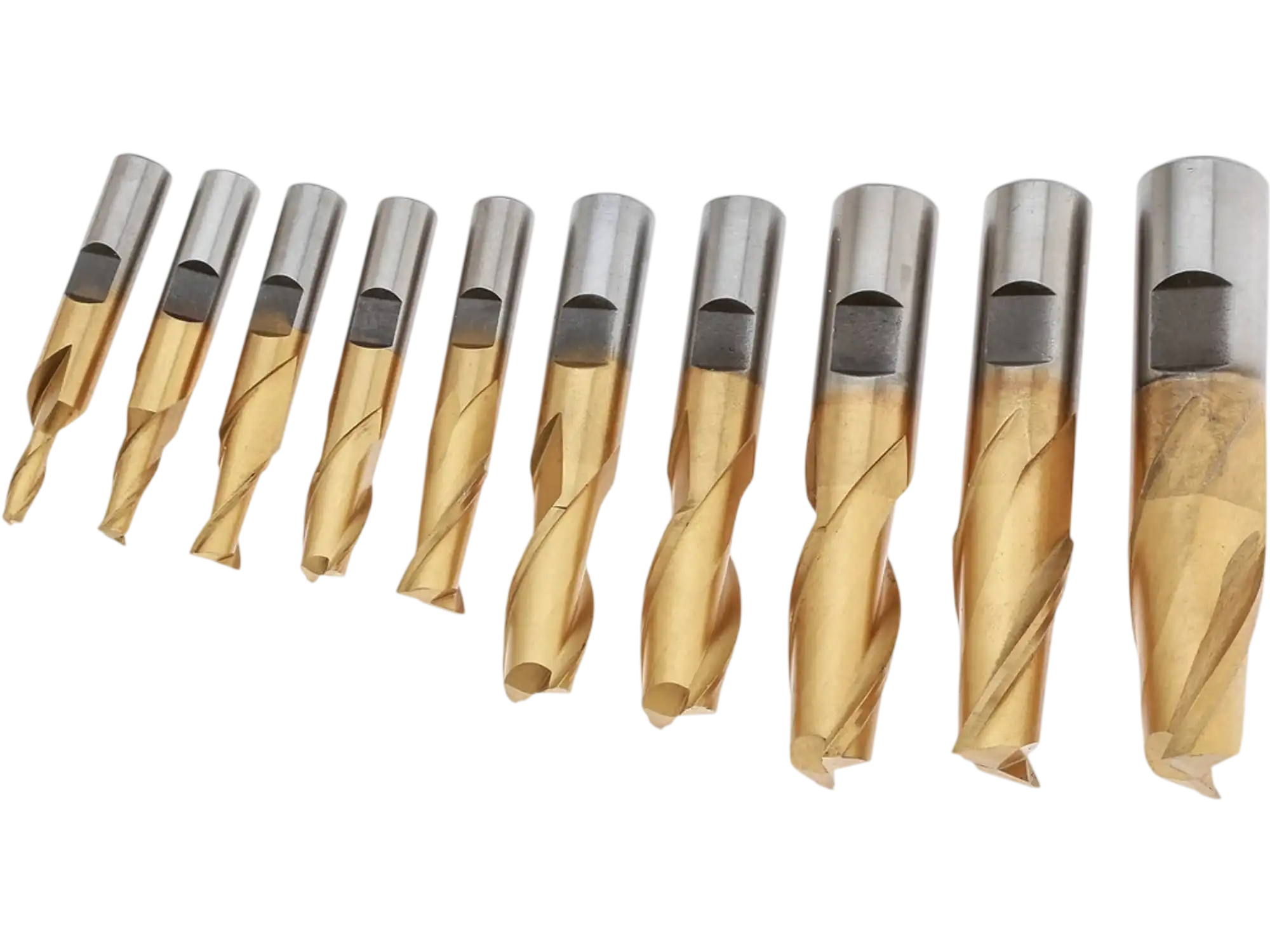 Grizzly G9761 Square Ends HSS TiN Coated 2 Flute End Mills 10 pc Set New