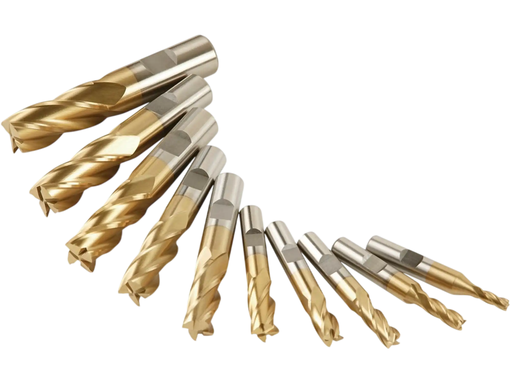 Grizzly G9762 Square Ends HSS TiN Coated 4 Flute End Mills 10 pc Set New
