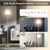 Glass globe LED floor lamp with golden finish, showcasing on/off functionality and elegant design for home or office.