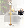 Glass Globe LED floor lamp with golden finish, 65" tall, featuring a convenient foot switch for easy operation.