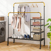 Rolling Double Rods Garment Rack with Height Adjustable Hanging Bars-Golden - Gallery View 1 of 9