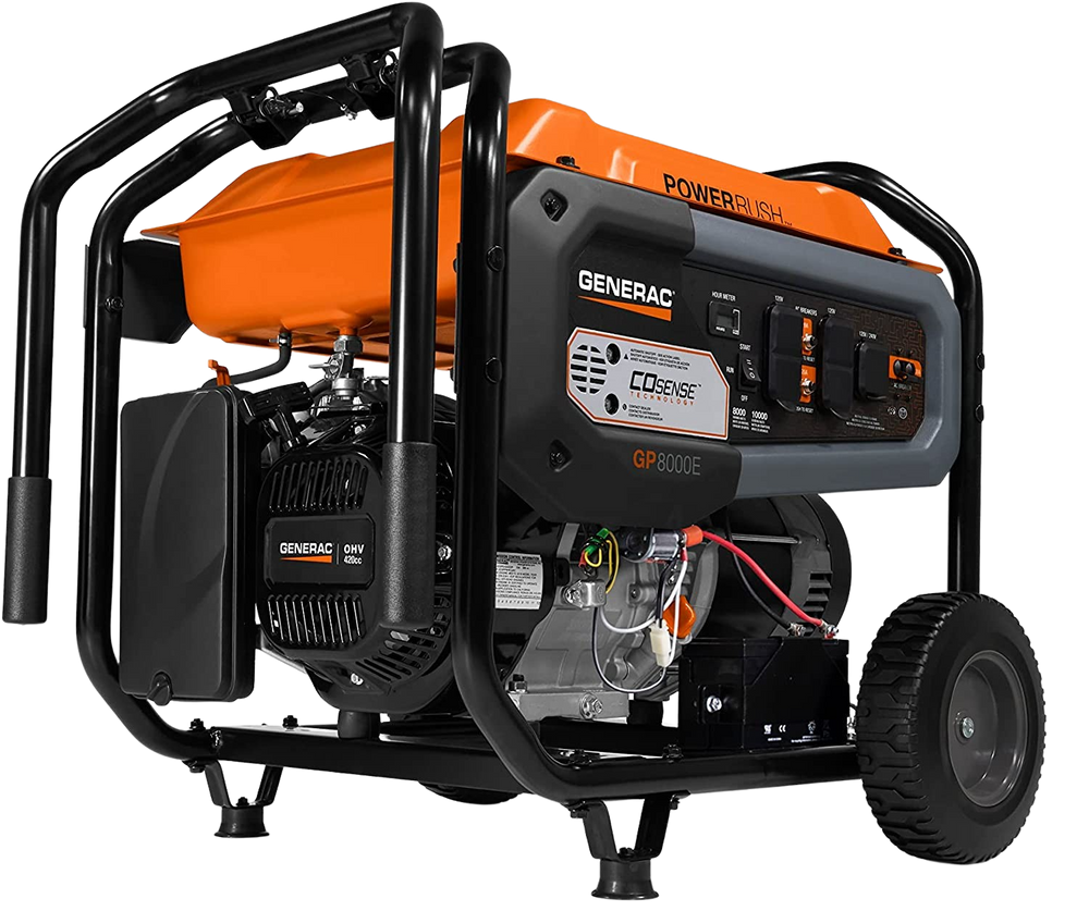 Generac 7686 GP8000E 8000W/10000W Electric Start PowerRush Gas Generator New