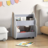Kids Wooden Bookshelf with Universal Wheels-Gray - Gallery View 1 of 11