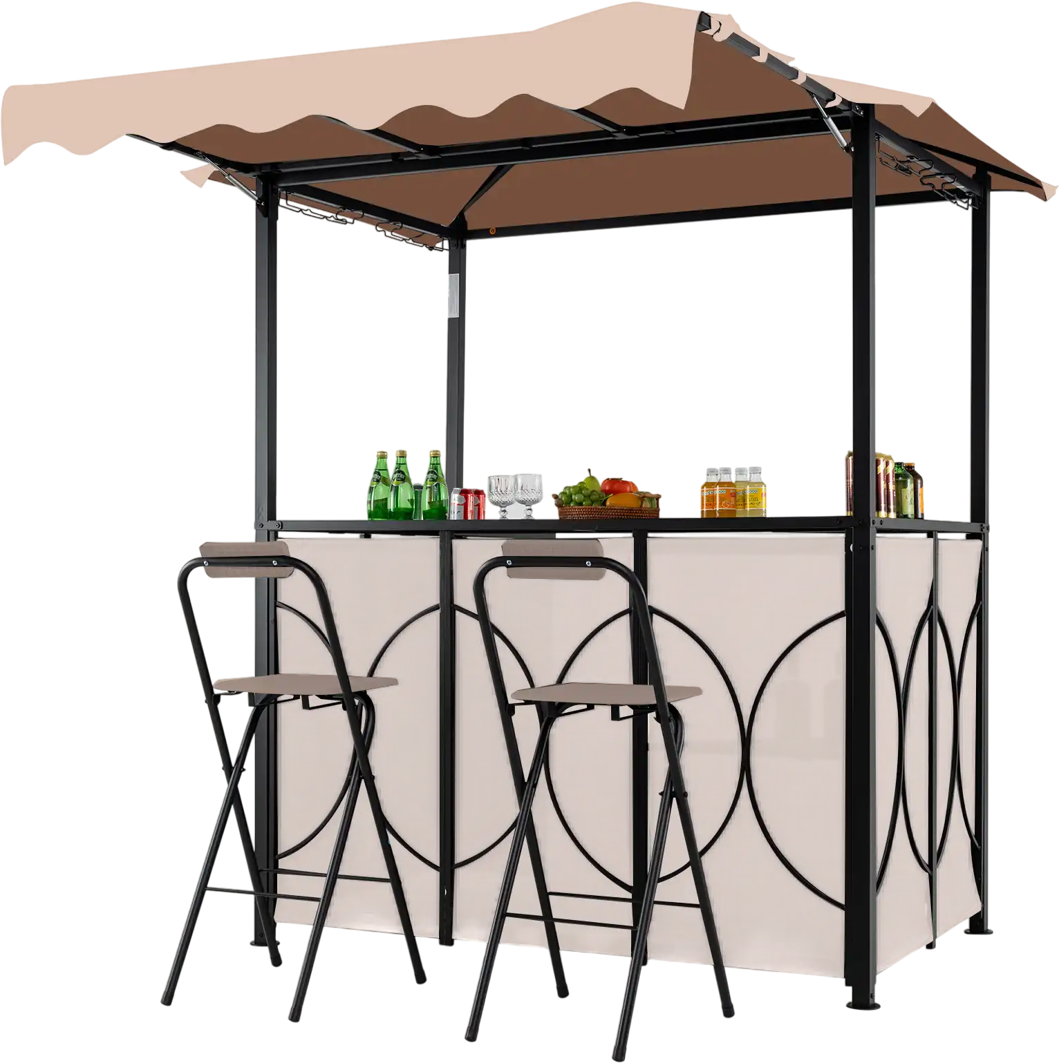 Costway 3-Piece Outdoor BBQ Grill Gazebo Canopy Awning Double-Tier Soft Top 457639218 New