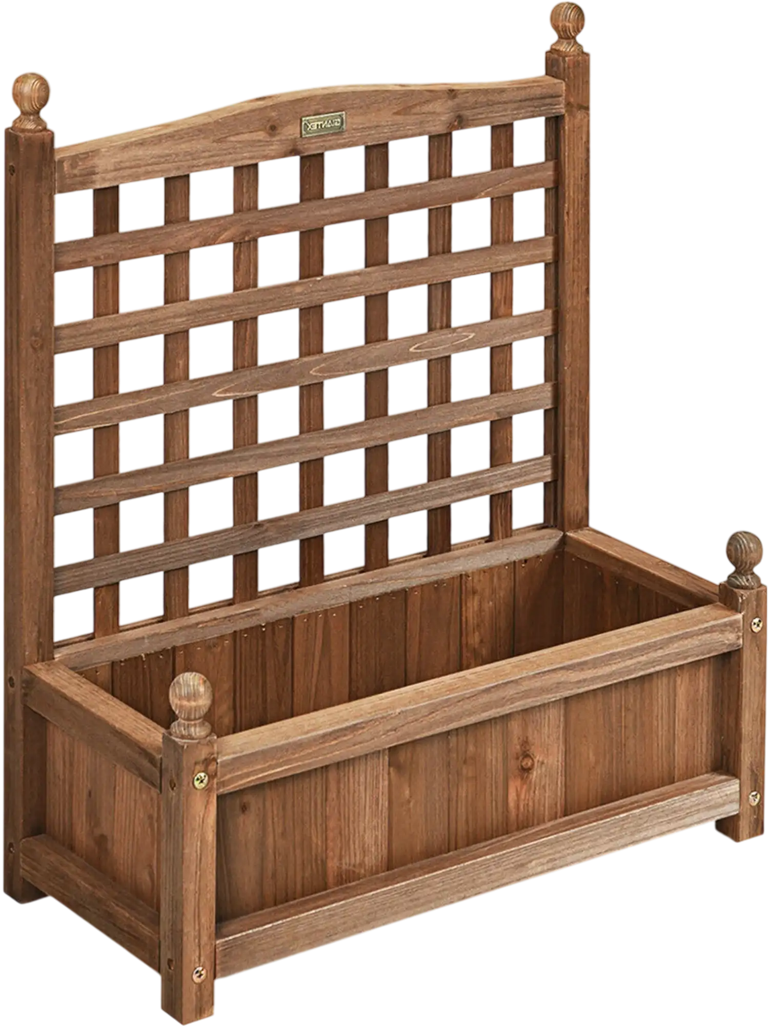 Costway Wood Planter Box with Trellis Weather-Resistant Outdoor 50739642 New