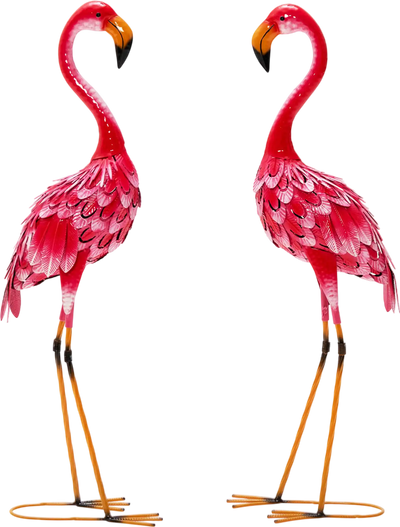 Costway 2-Piece Flamingo Garden Statue Set 18625439 New