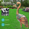 Standing metal crane statue with rustproof construction and detailed feathers, ideal for charming garden decoration.