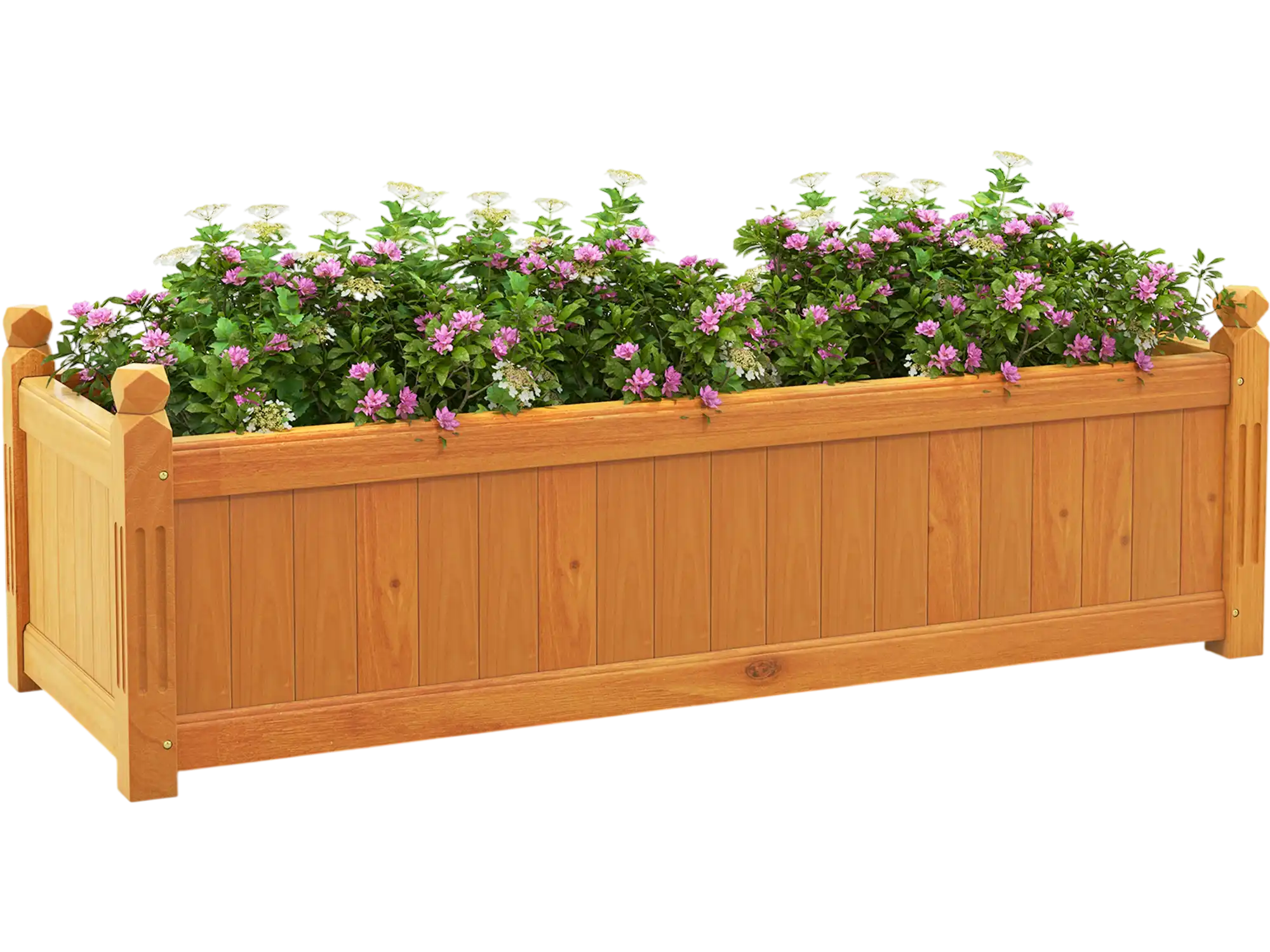Costway Wooden Rectangular Raised Garden Bed w/ Drainage 89213456 New