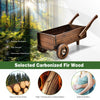 Wooden wagon planter box in rustic brown, crafted from carbonized fir wood, features wheels and drainage hole for easy.