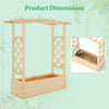 Wooden raised garden bed planter box with trellis and hanging roof, crafted from solid pine wood, ideal for climbing.