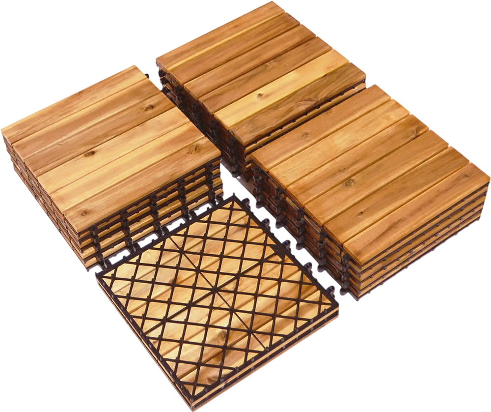 27 Pieces Acacia Wood Interlocking Patio Deck Tile