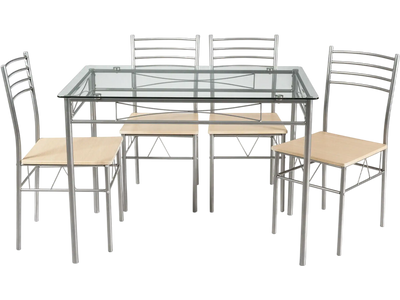 Costway 5-Pc Glass Dining Table & 4 Chairs Set 09563748 New