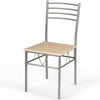 High back chair with a metal frame and wooden seat, part of a 5-piece dining set for modern kitchens and restaurants.