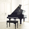 Solid Wood PU Leather Piano Bench with Storage-Black - Gallery View 1 of 11