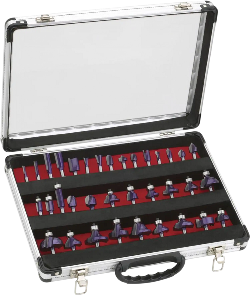 Grizzly H6159 - 35-Pc. Carbide-Tipped Router Bit Set, 1/4" Shank