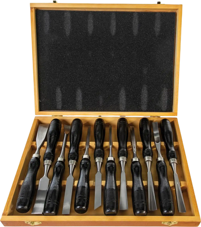 Grizzly H7923 Chisels & Gouges 12-Pc Carving Chisel Set New