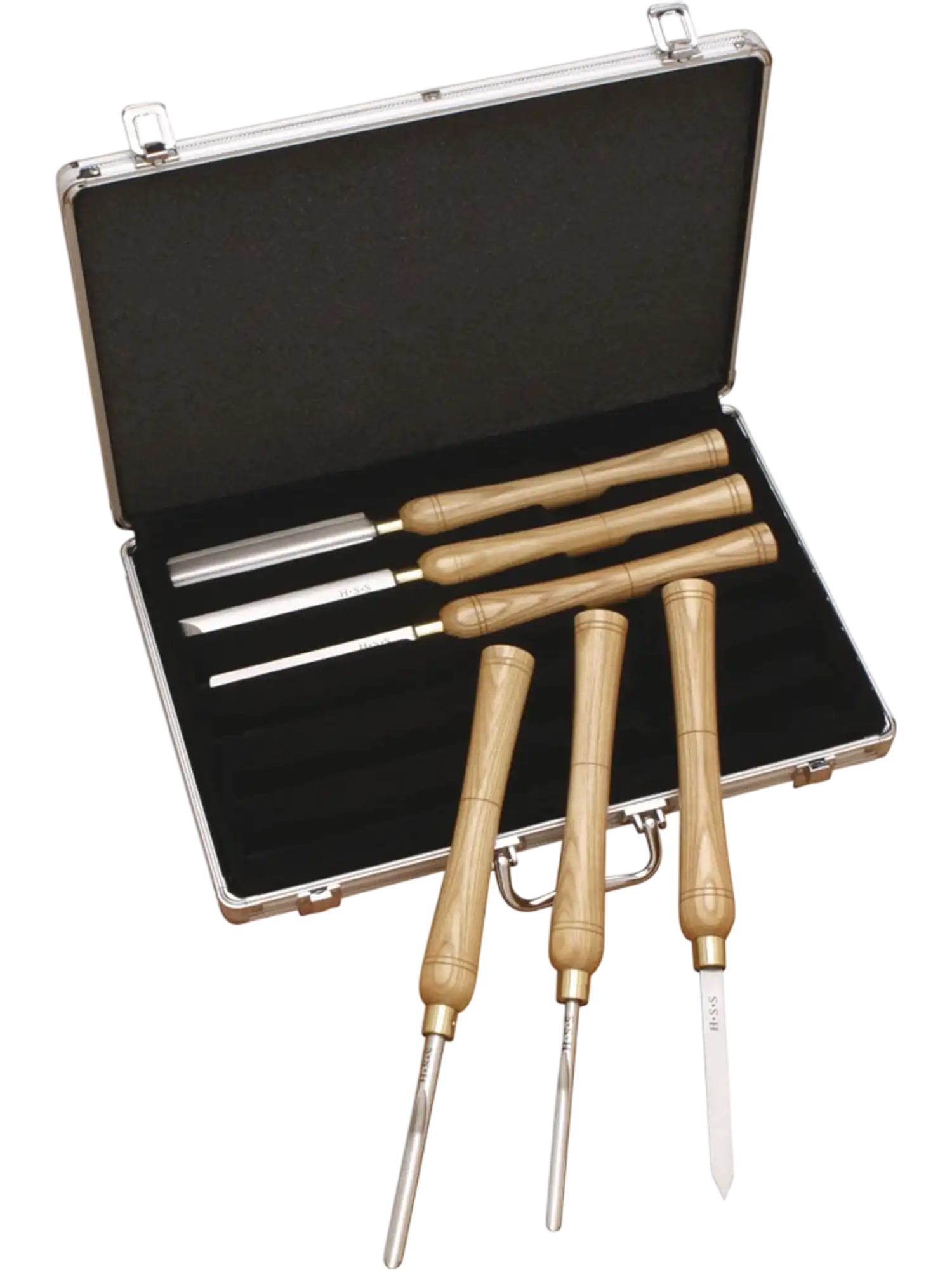Grizzly H7924 Chisels & Gouges 6-Pc Lathe Chisel Set Aluminum Box New