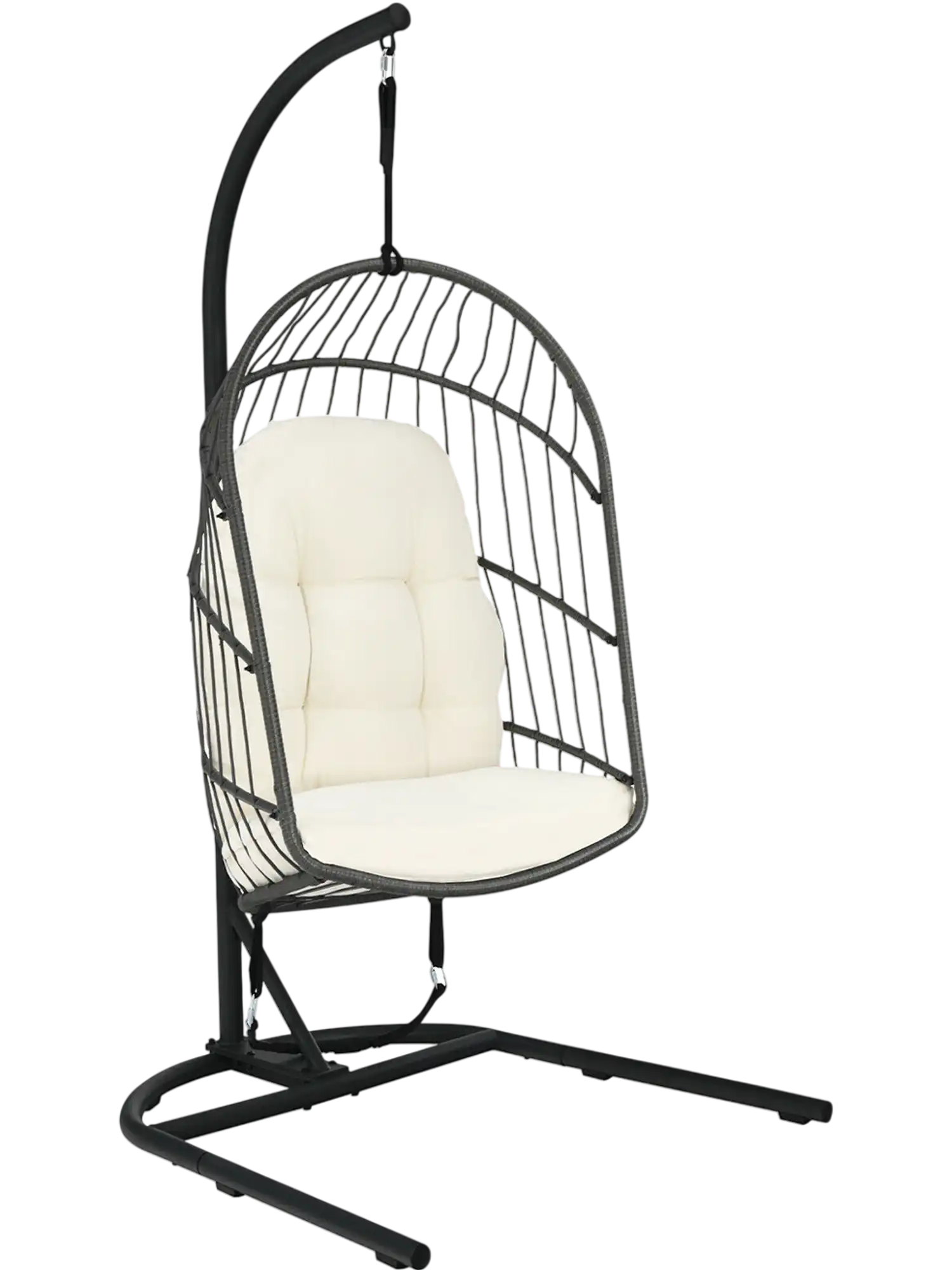 Costway Hanging Wicker Egg Chair with Stand Cushion 74096185 New