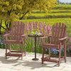 Two HDPE patio chairs in coffee color with footrests, set against a vibrant garden, perfect for backyard relaxation.