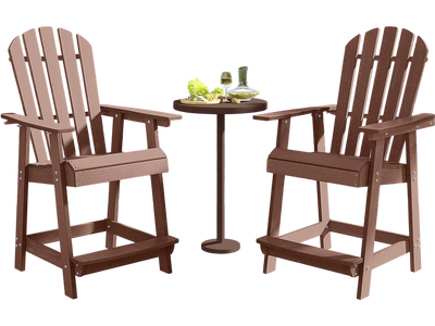 Costway HDPE Adirondack Ottoman Patio Chair Armrest Footrest Coffee 19764583 New
