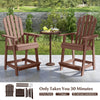 Two HDPE patio chairs with armrests and footrests, featuring a faux wood grain design, ideal for outdoor relaxation.