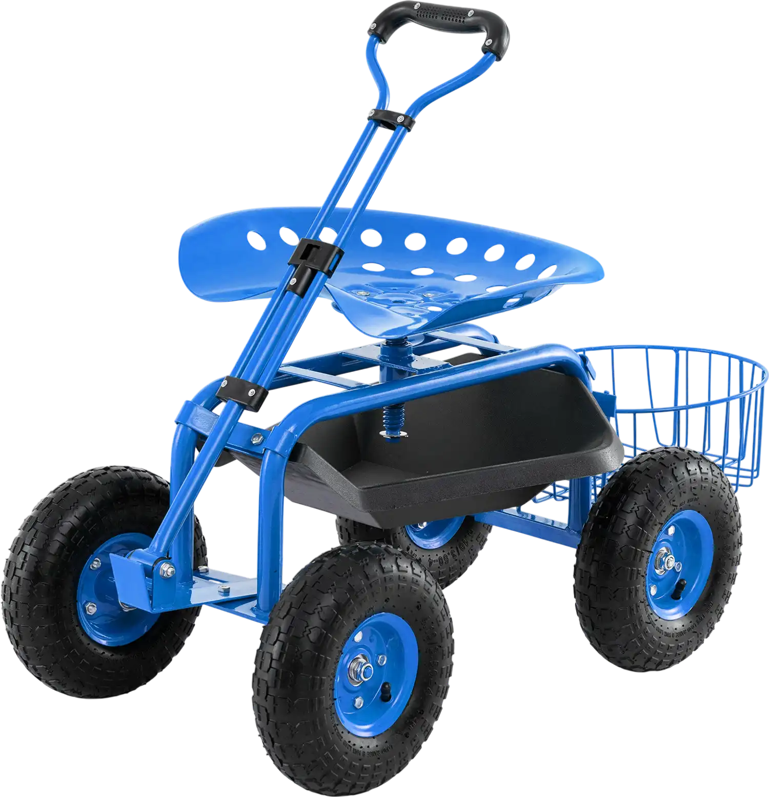 Costway Heavy Duty Garden Cart 360 Swivel Seat Tool Tray 91742630 New
