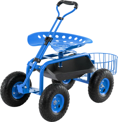 Costway Heavy Duty Garden Cart 360 Swivel Seat Tool Tray 91742630 New