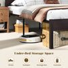 Heavy-duty metal slats bed platform with 12.5 inches under-bed clearance for storage and easy cleaning.