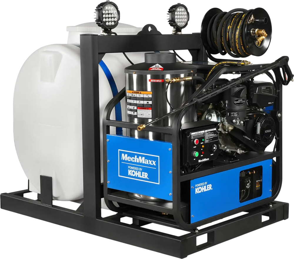 4000 PSI 4 GPM KOHLER E-Start Engine Hot Water Pressure Washer Skid Mounted with 175 Gal Tank,  HPW40KT