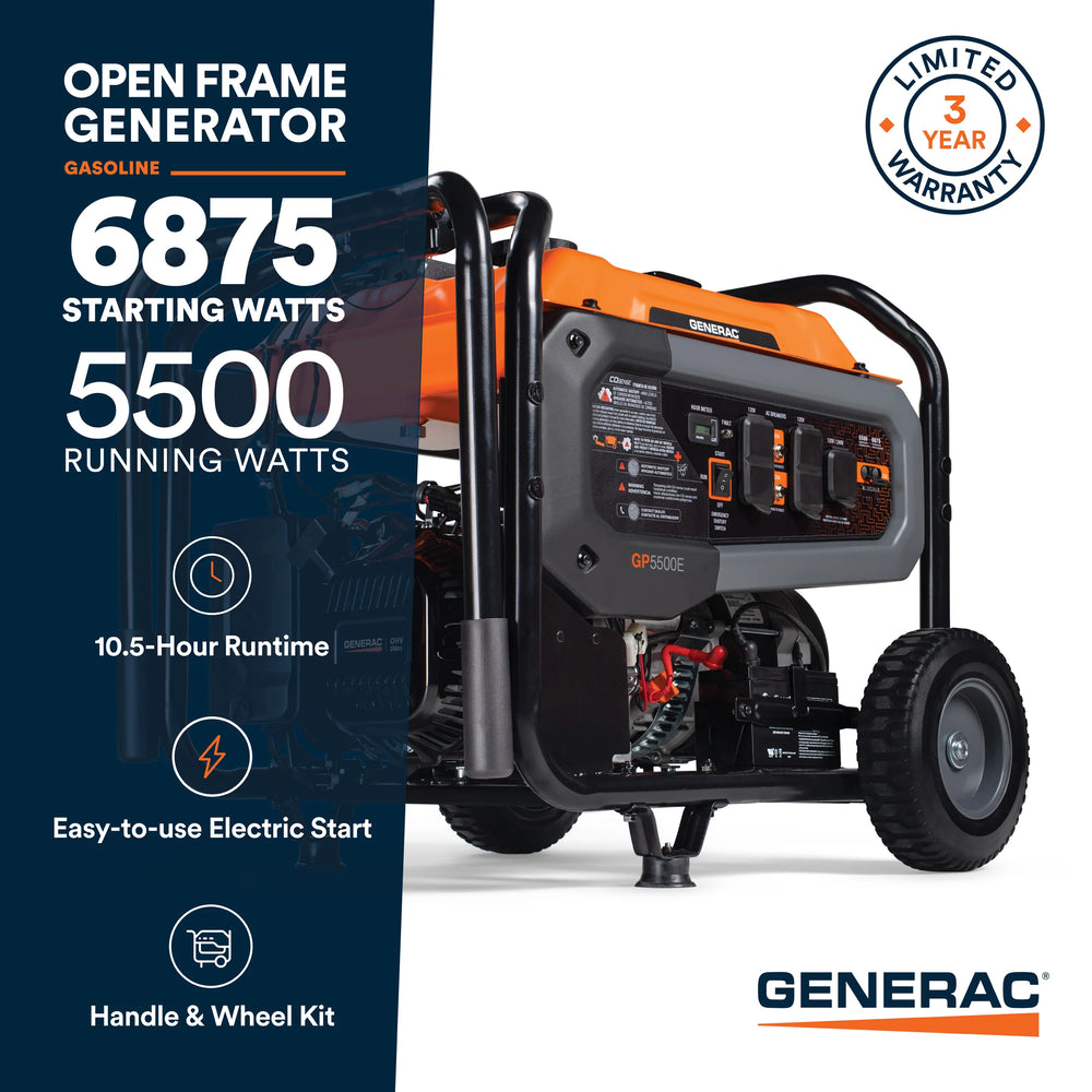 Generac GP5500E 5500W/6875W Generator Gas Electric Start CO Sense 8150 Manufacturer RFB