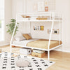 White space-saving metal slatted bed frame with safety guardrails and a 3-step ladder, ideal for teens and adults.