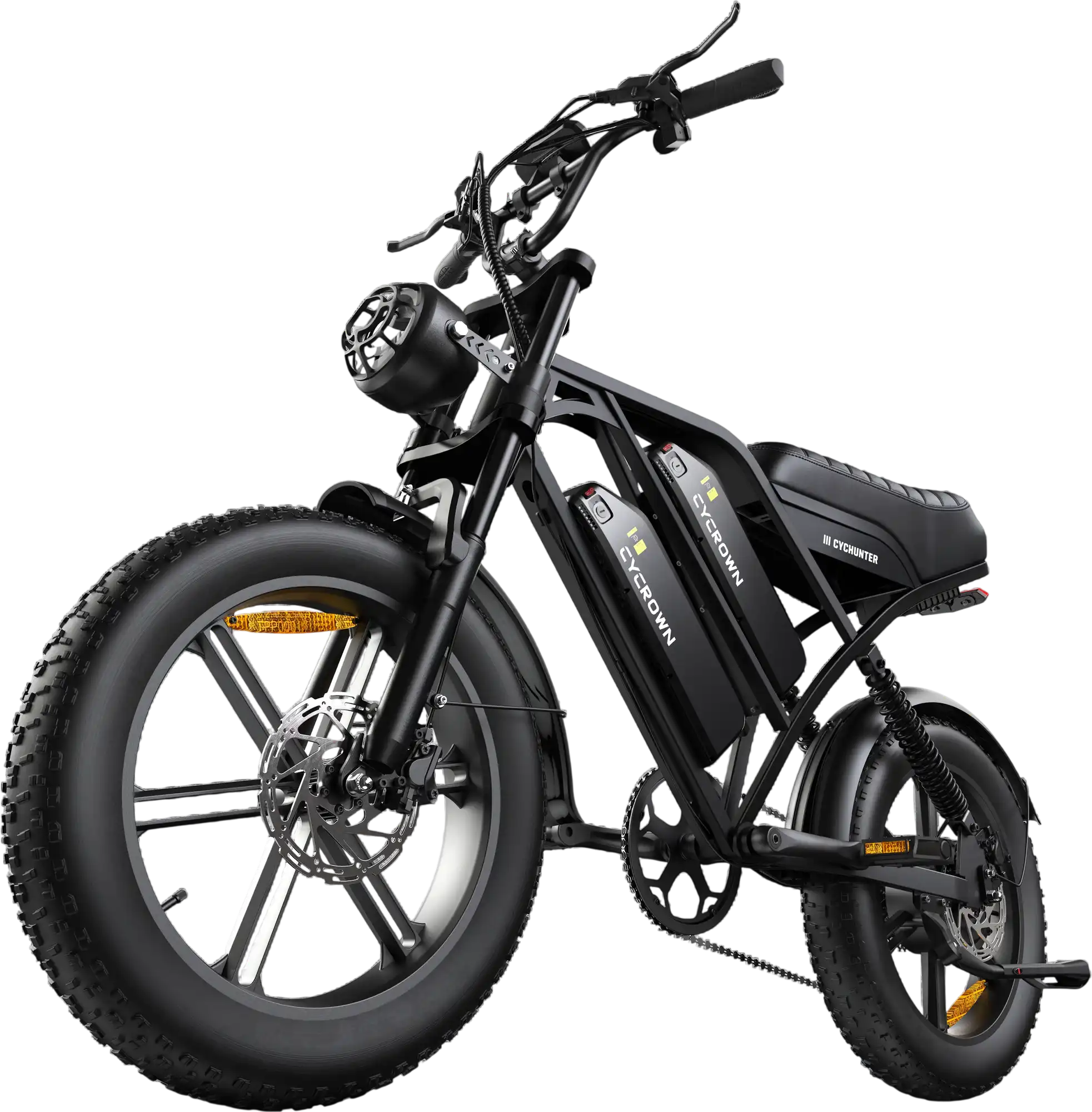 Cycrown CycHunter Pro Electric Bike Moped-Style Dual Battery 120 Mile Range 32 MPH 1500W New