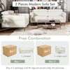 Modern sofa set featuring a white loveseat and single couch with adjustable headrests, ideal for small spaces.