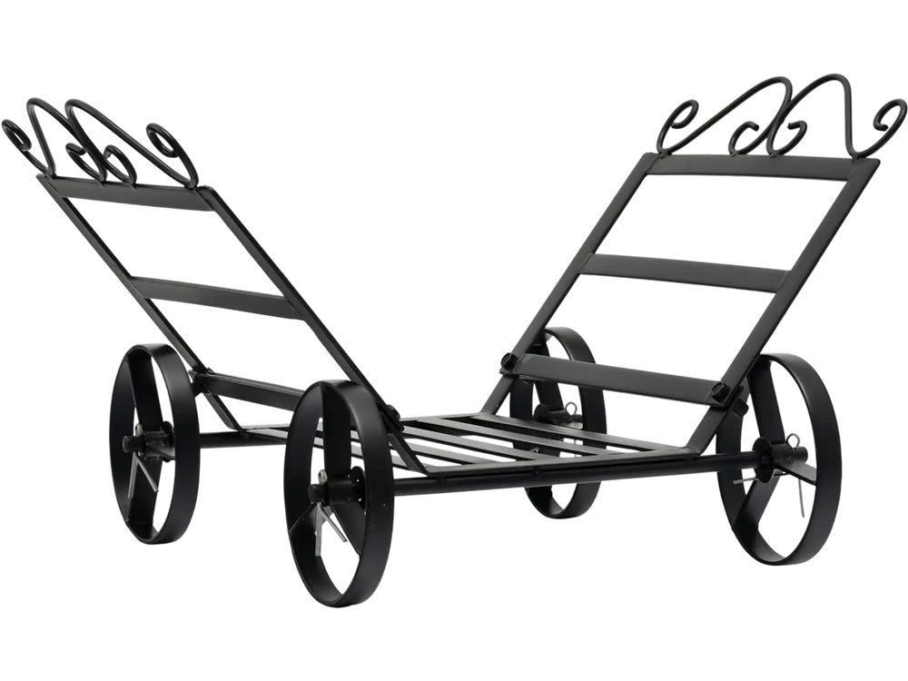 Firewood Rack Decorative Rustproof Steel Fireplace Log Holder with Wheels