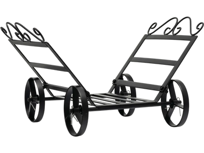 Costway Decorative Rustproof Steel Firewood Rack Log Holder with Wheels 79863420 New