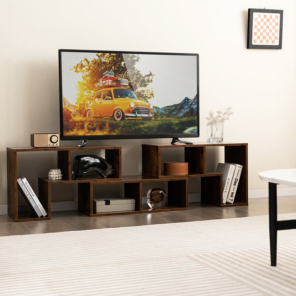 3 Pieces Console TV Stand for TVs up to 65 Inch with Shelves-Brown - Gallery View 1 of 10