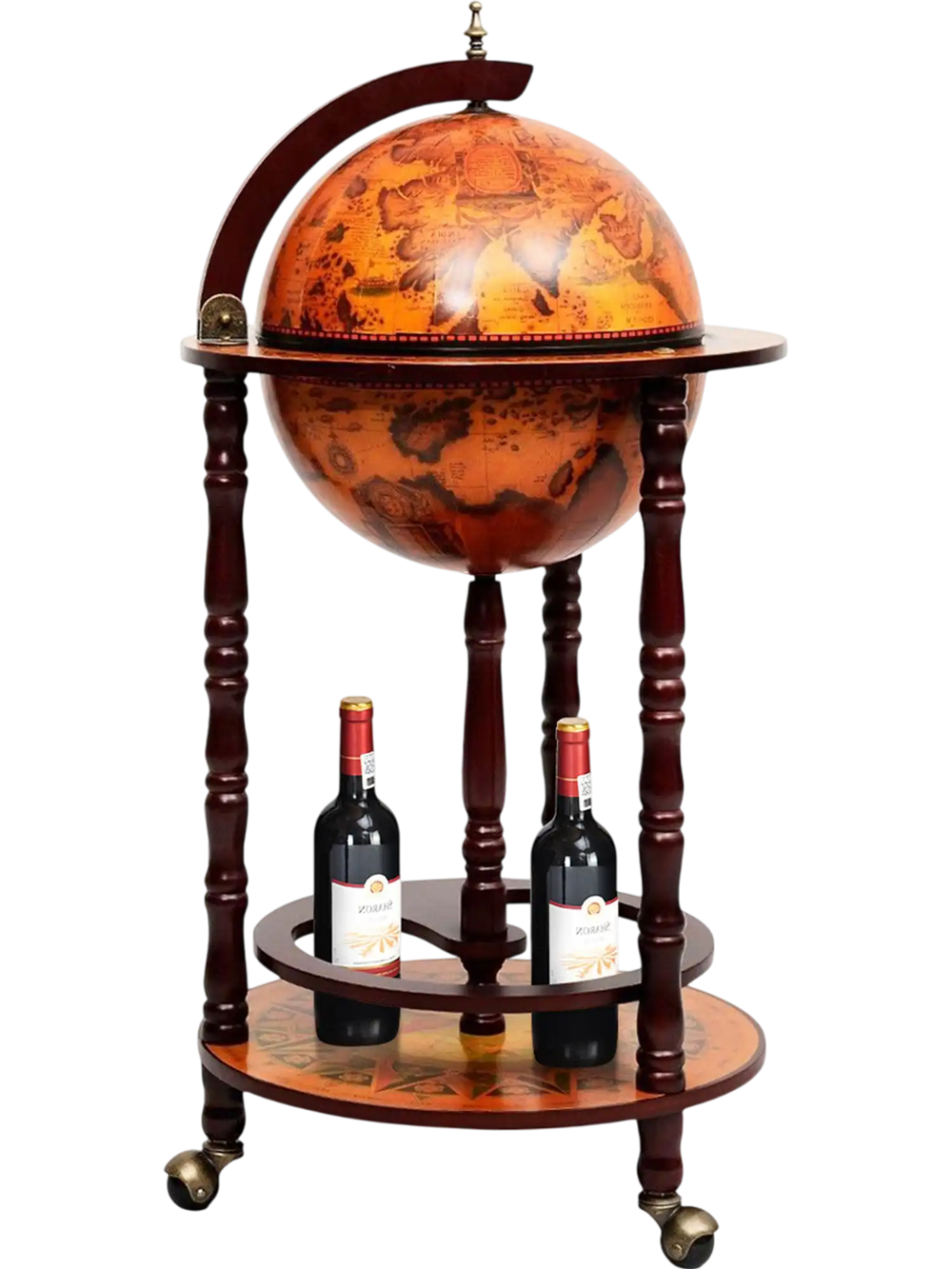 16th Century Wood Globe Wine Bar Stand