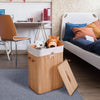 Rectangle Bamboo Hamper Laundry Basket Washing Cloth Bin Storage Bag Lid 3 color-Natural - Gallery View 1 of 9