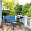 2 Pieces Patio Outdoor Cushioned Coffee Table Seat-Blue - Gallery View 1 of 12