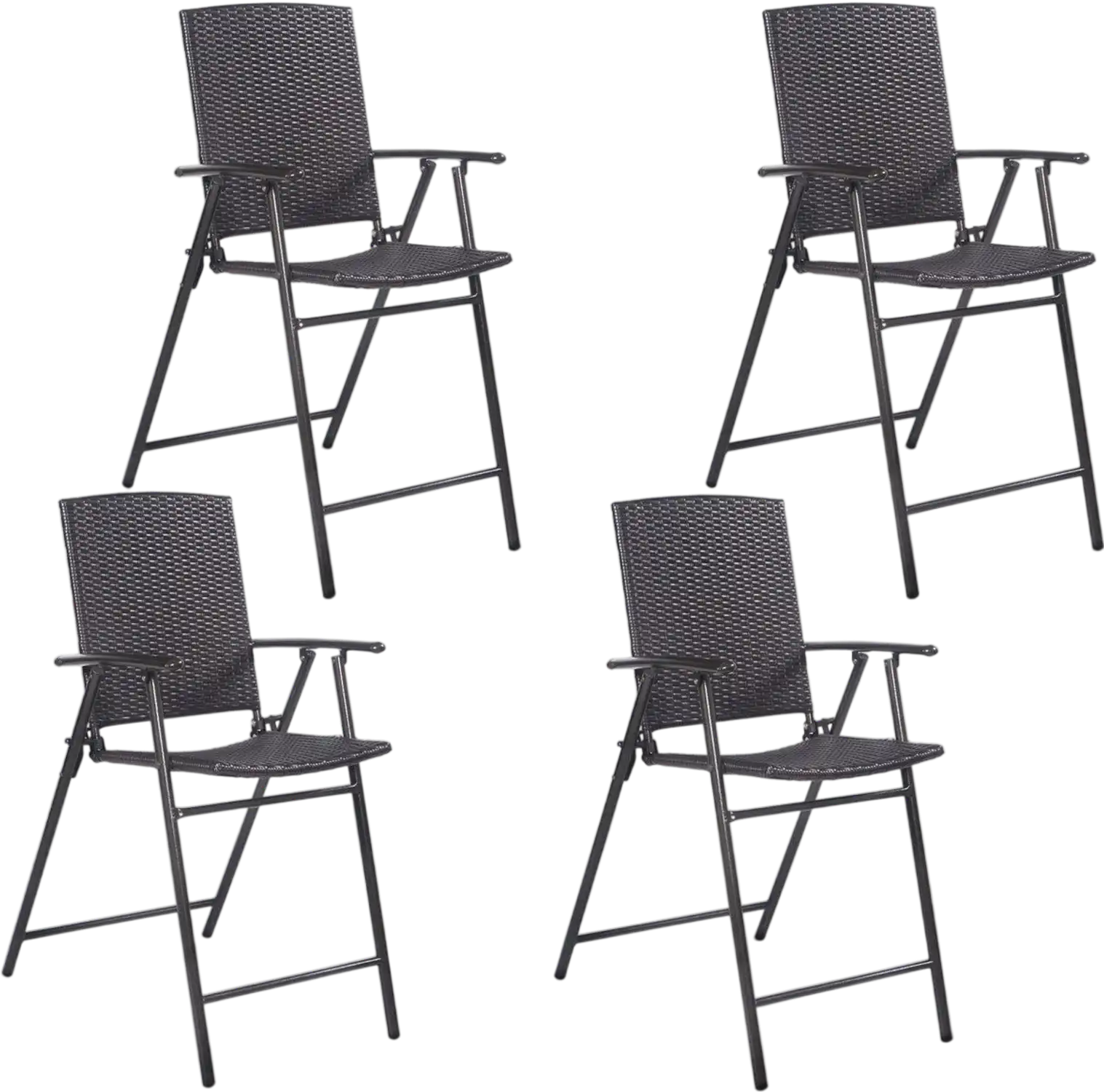 Costway Set of 4 Folding Rattan Bar Chairs w/ Footrests & Armrests 16247538 New