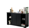 Stylish black kitchen storage cupboard cabinet with sliding doors, showcasing a contemporary design and solid wood.